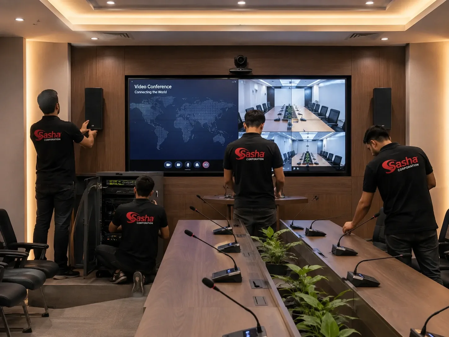 Corporate boardroom conference system installation for Padma WASA in Munshiganj by Sasha Corporation