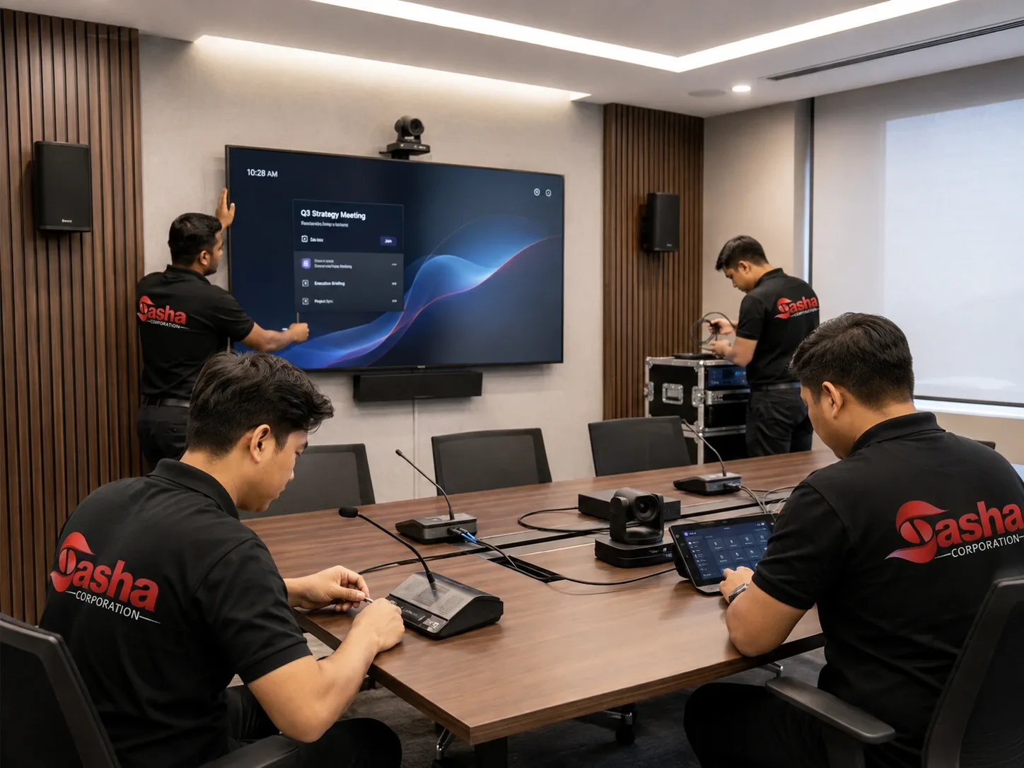 Smart meeting room conference system installation in Dhaka by Sasha Corporation