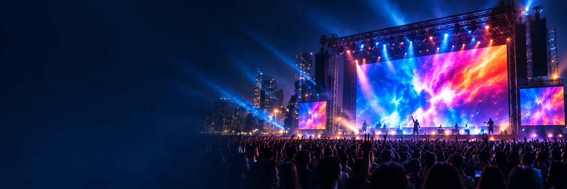 Large rental LED display at a live concert stage