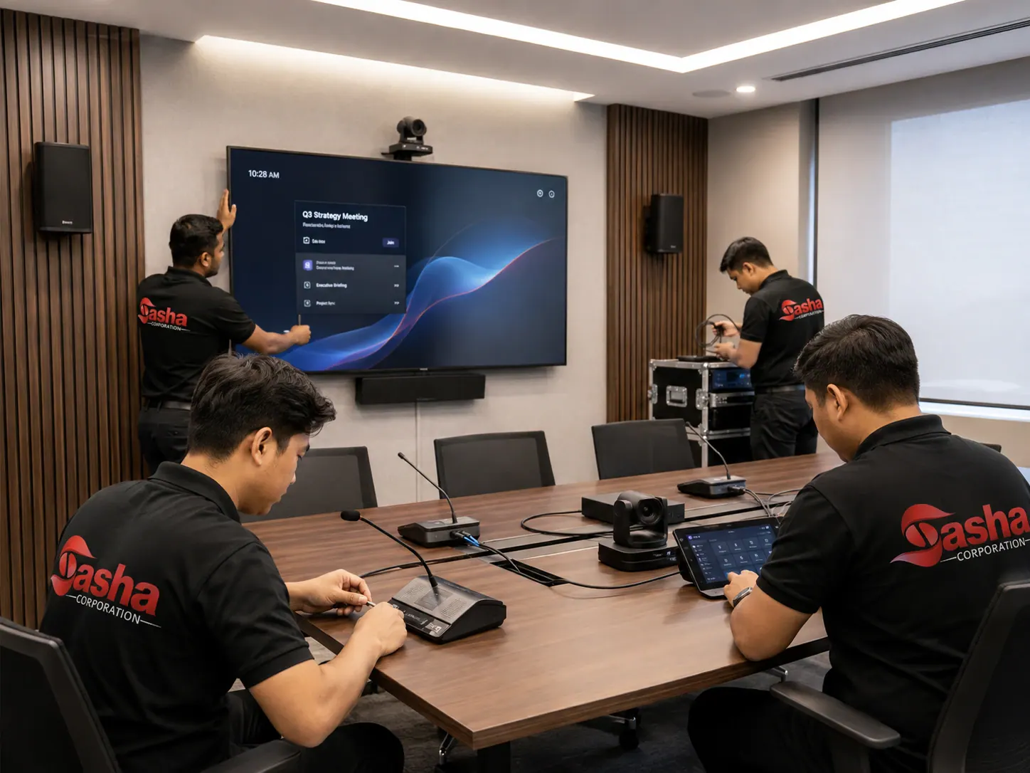 Smart meeting room conference system installation in Dhaka by Sasha Corporation