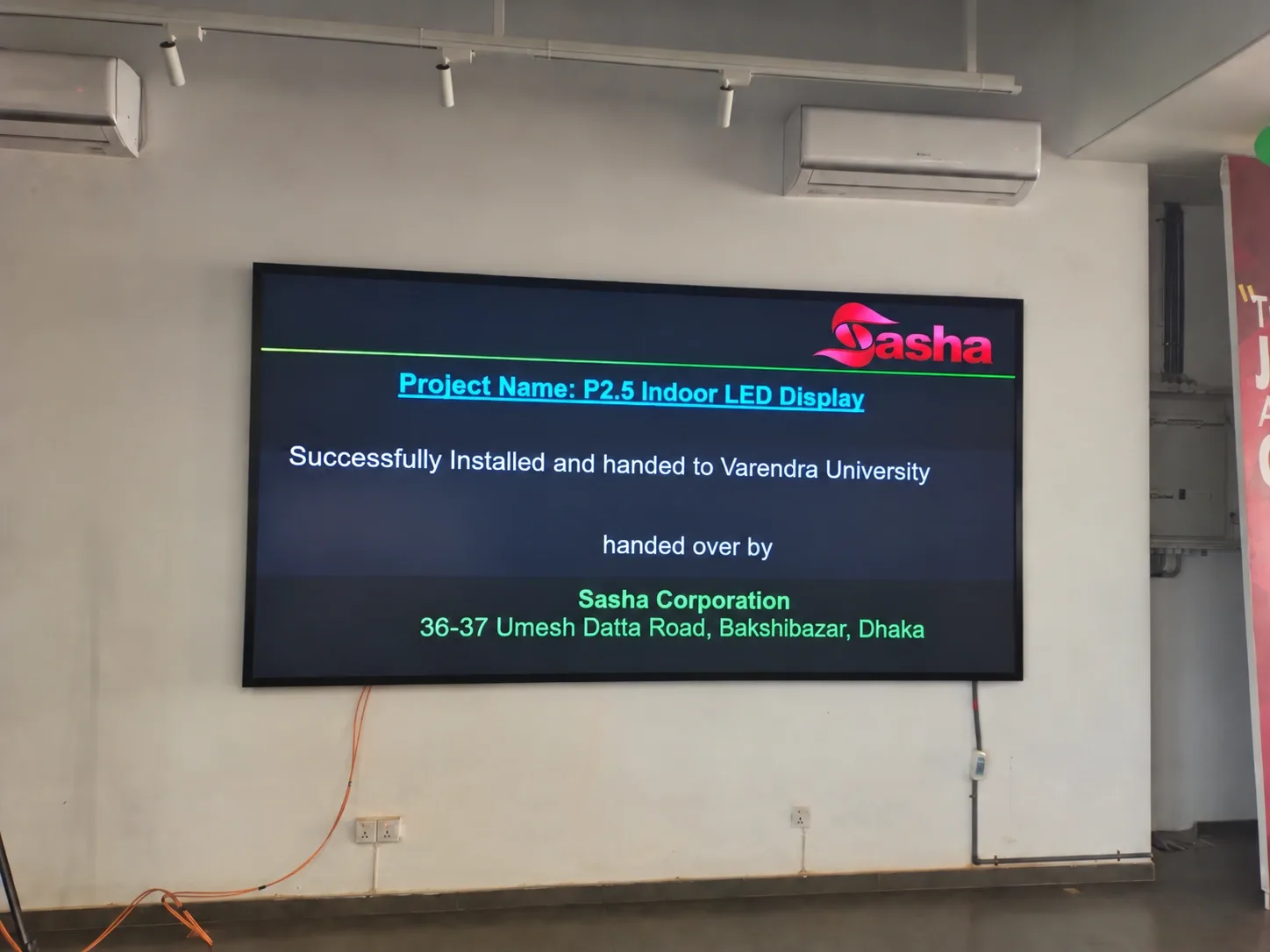 P2.5 Lampro indoor LED display installation at Varendra University in Rajshahi